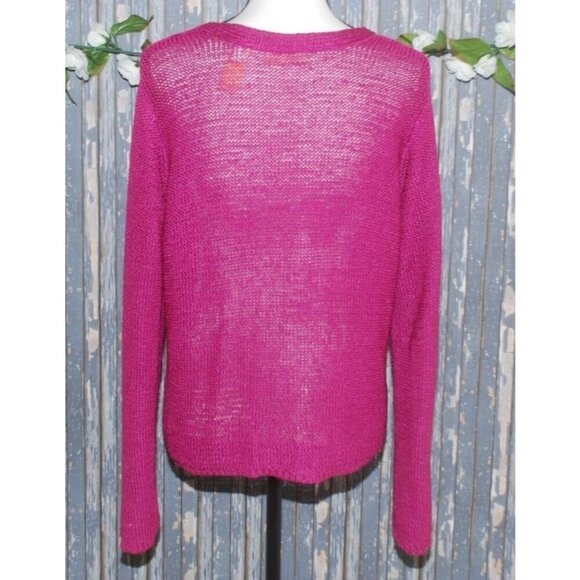 Intuitions Ladies Purple Single Button Open Front Cardigan XL Pockets Sheer - Picture 5 of 10